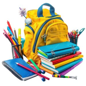 Home backpack with school supplies, science, flat design, apple png transparent image and clipart for free download